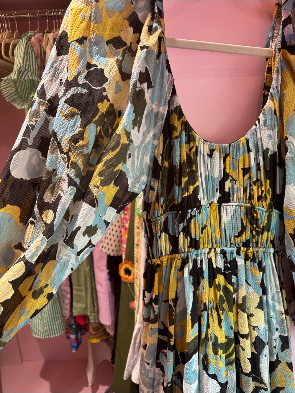 Tanya Taylor Black Floral Maxi Dress with Yellow and Blue Blooms - Picture 2 of 3
